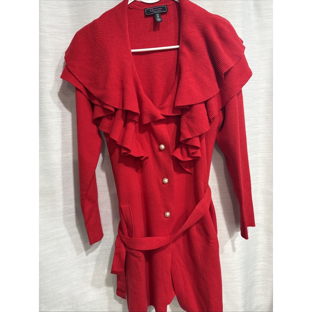 C Wonder by Christian Siriano Luxe Yarn Sweater Coat Red